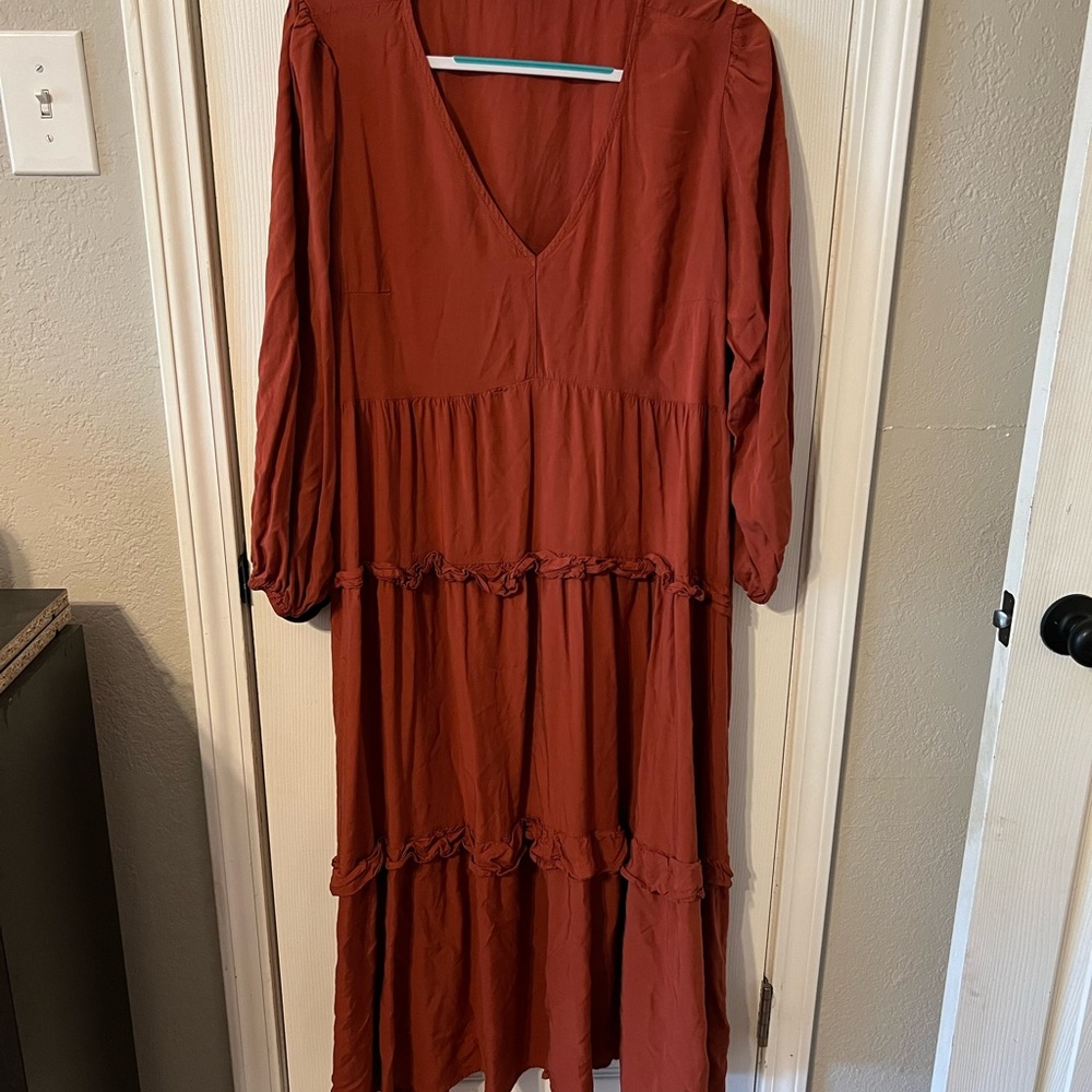 Elegant Rust Maxi Dress